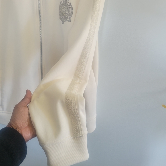 LAUREN RALPH LAUREN ACTIVE Cream Zip Up Jacket Crest Logo Womens XL - Picture 6 of 10